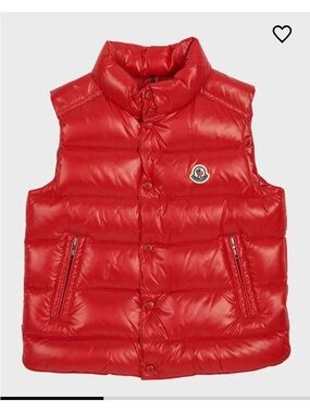 Moncler Kids Bright Red Puffer Vest with Logo Patch